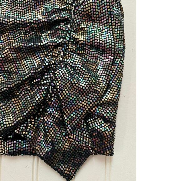 ASTR THE LABEL Layla Metallic Mini Skirt iridescent Sparkle Black Disco - Picture 8 of 8